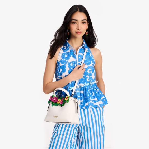 Kate Spade Knott Floral Applique Medium Top-handle Bag, Light Cream NWT - Picture 6 of 8